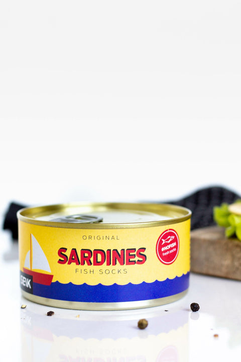5. SEIK Sardines socks in sardine can packaging, emphasizing fun and whimsical design