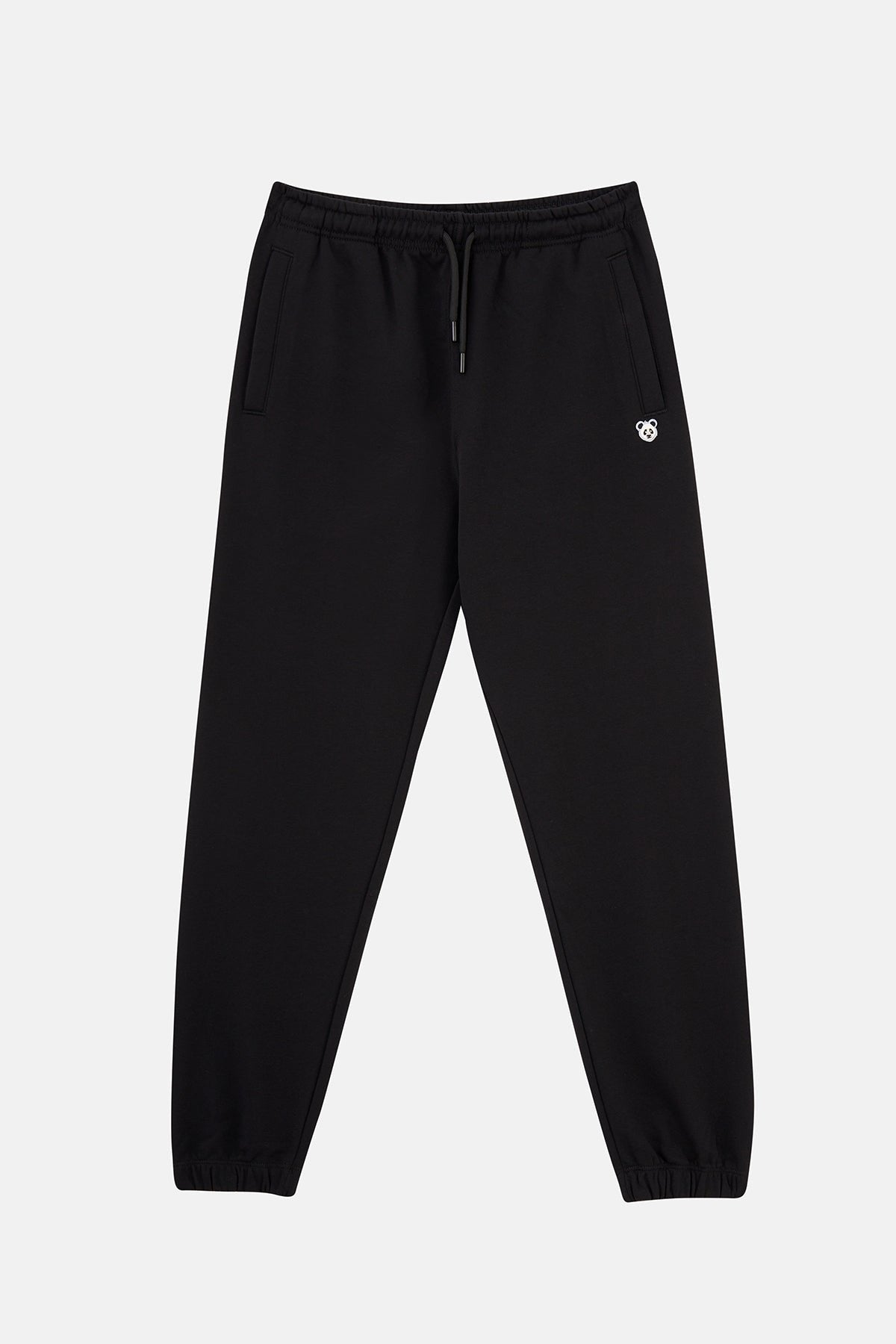 5. Studio product image of unisex black Panda Soft Fleece Sweatpants by Sossu