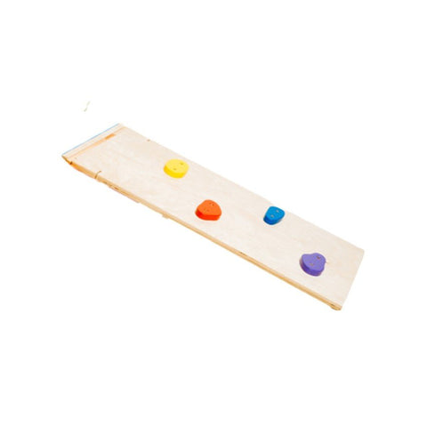 3. Studio shot of Sway Rainbow Ramp with colorful climbing rocks on white background