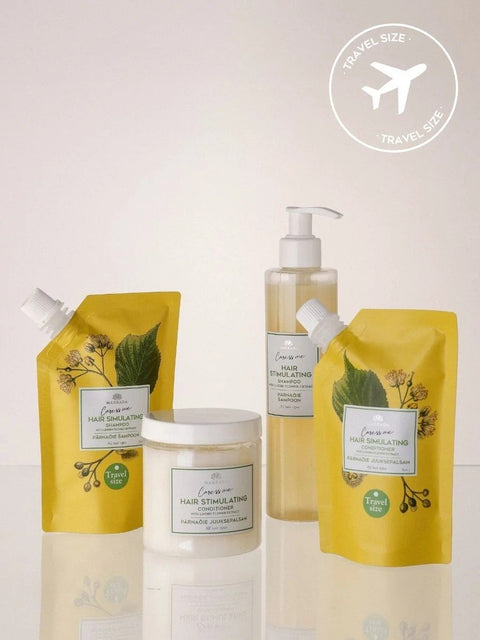 4. Collection of Magrada Organic Cosmetics hair care products including travel size linden flower conditioner