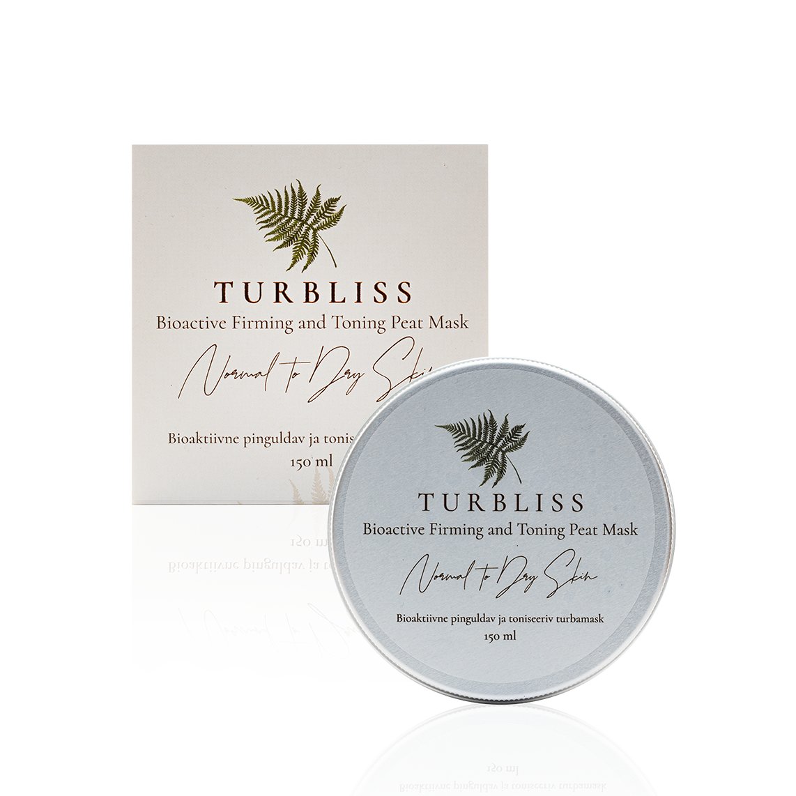 1. Turbliss Bioactive Firming and Toning Peat Mask 150ml with packaging, shown in studio setting
