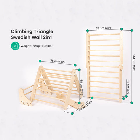 Pikler Triangle Climber with Swedish Wall Add-On (Ages 6mâ7y)