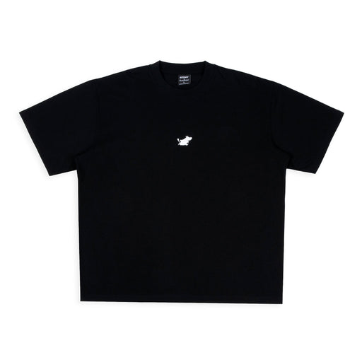1. Unisex black Moomin Jungle t-shirt worn by male and female models, featuring bold back design and small front logo