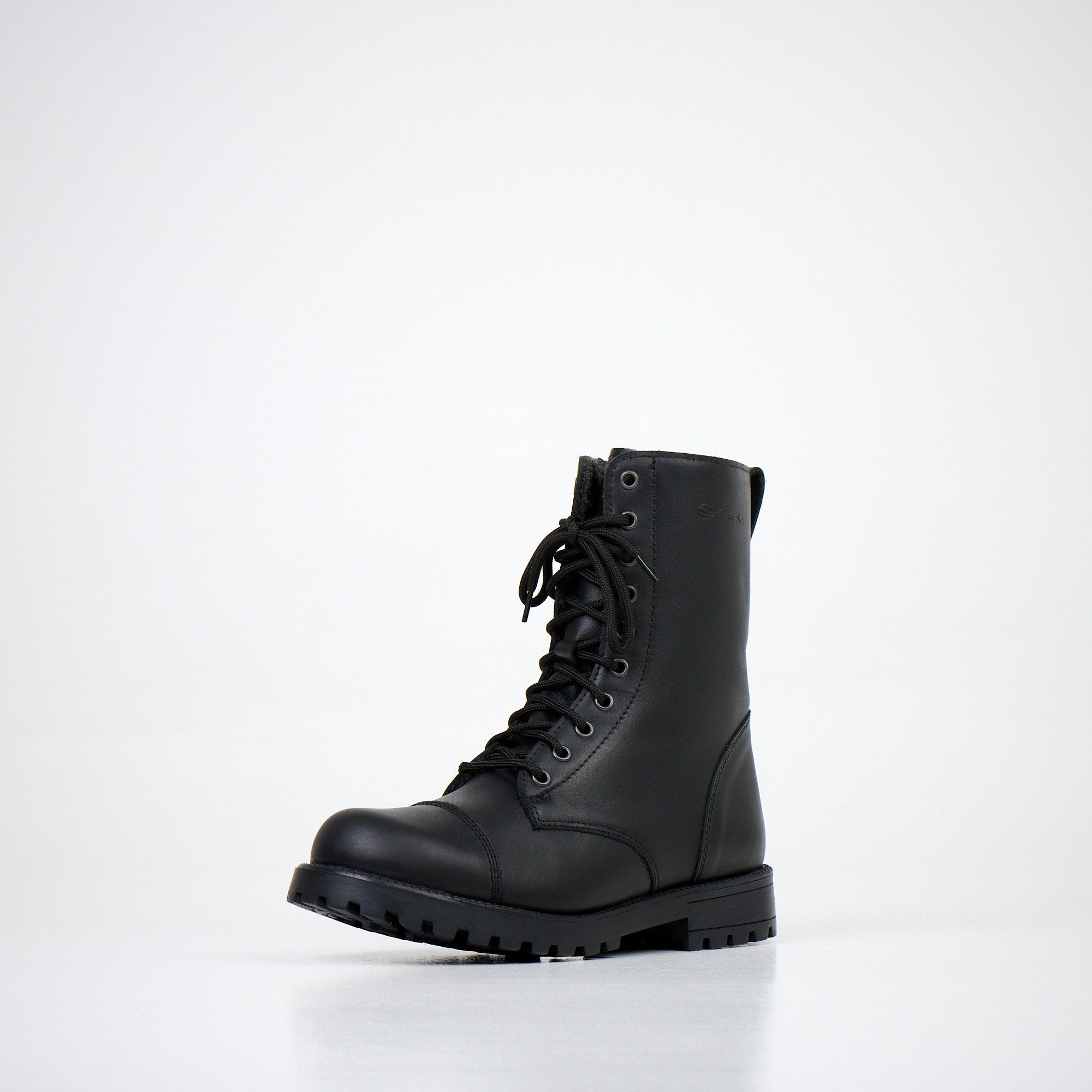 1. Unisex red Aviator Boots by Samelin in studio setting, showcasing water-repellent leather and durable PU outsole