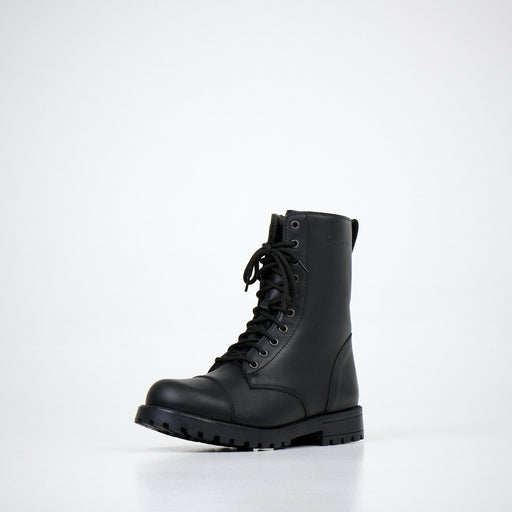1. Unisex red Aviator Boots by Samelin in studio setting, showcasing water-repellent leather and durable PU outsole