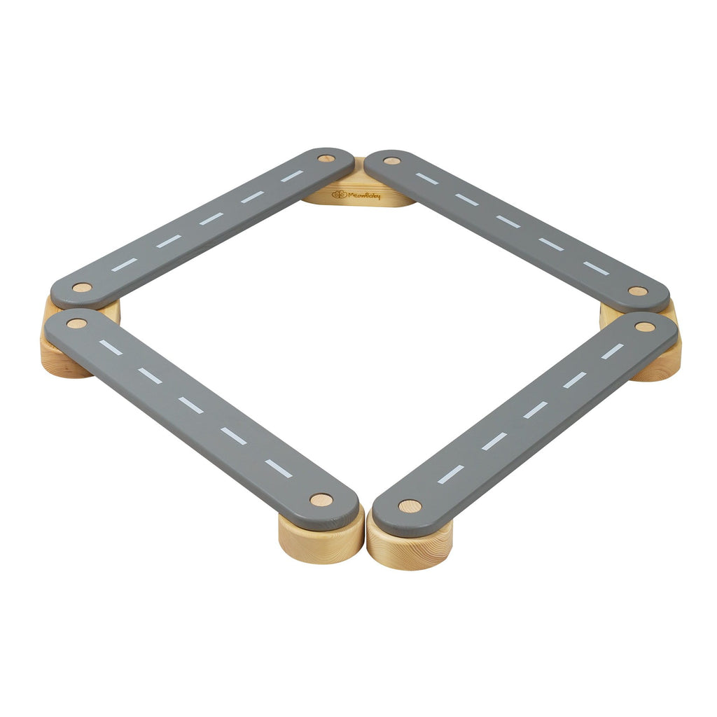 4. Grey wooden balance beam with road design arranged in a square
