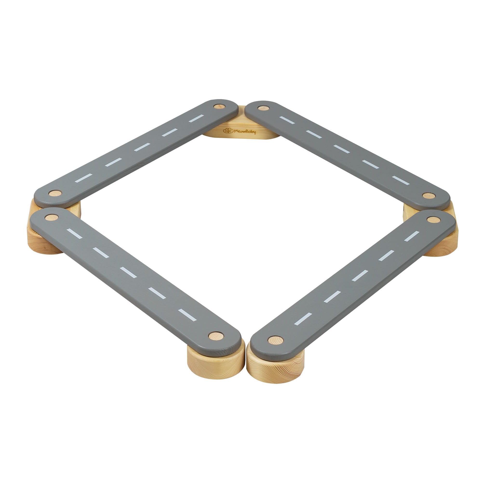 4. Grey wooden balance beam with road design arranged in a square