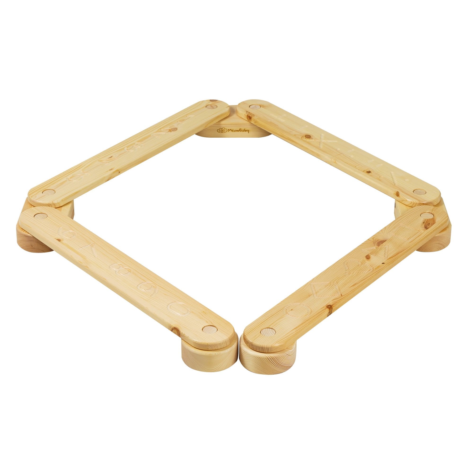 8. Natural wood balance beam arranged in a square