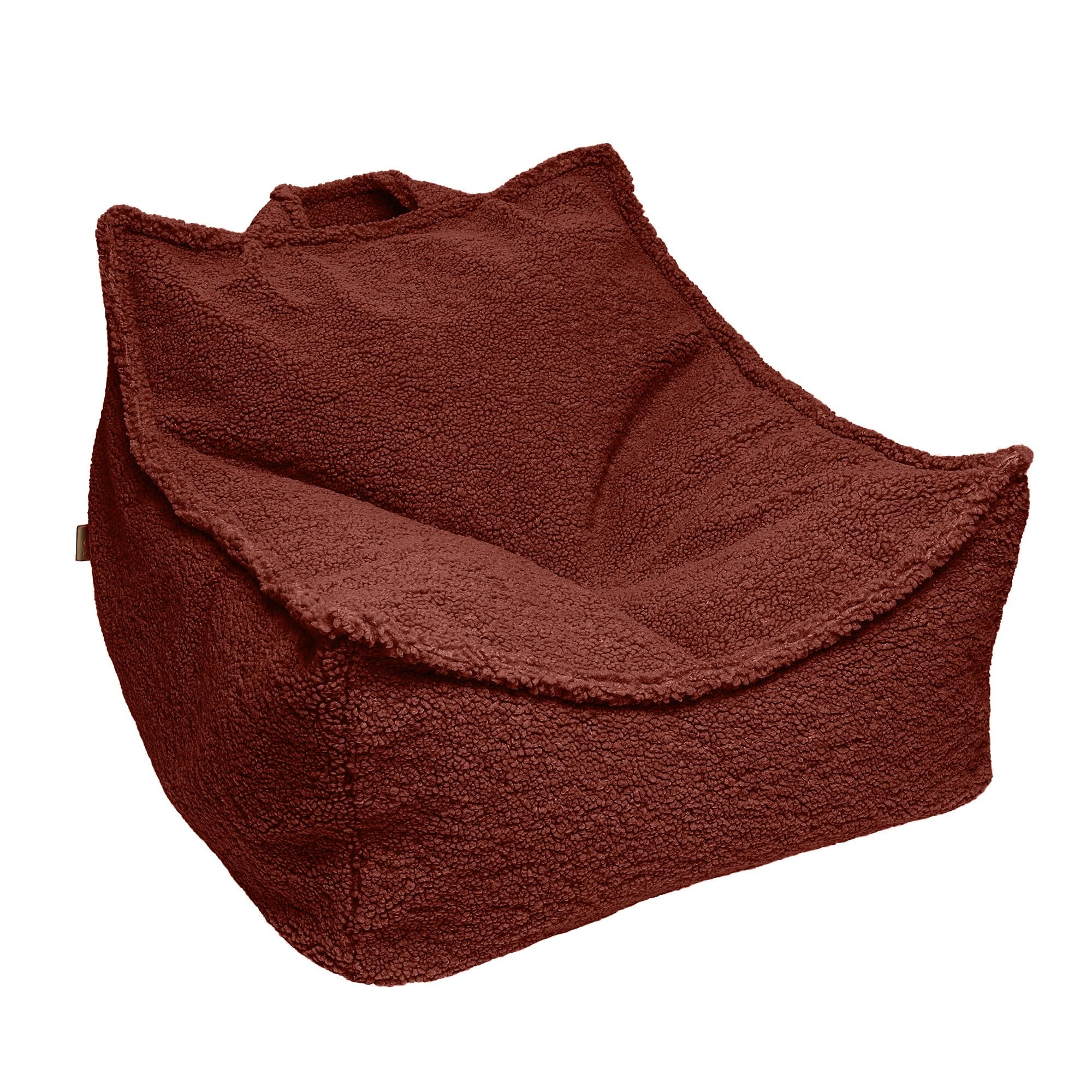1. Brown MeowBaby Bearly Sako Bag pouf with textured fabric and handle, shown in a studio setting