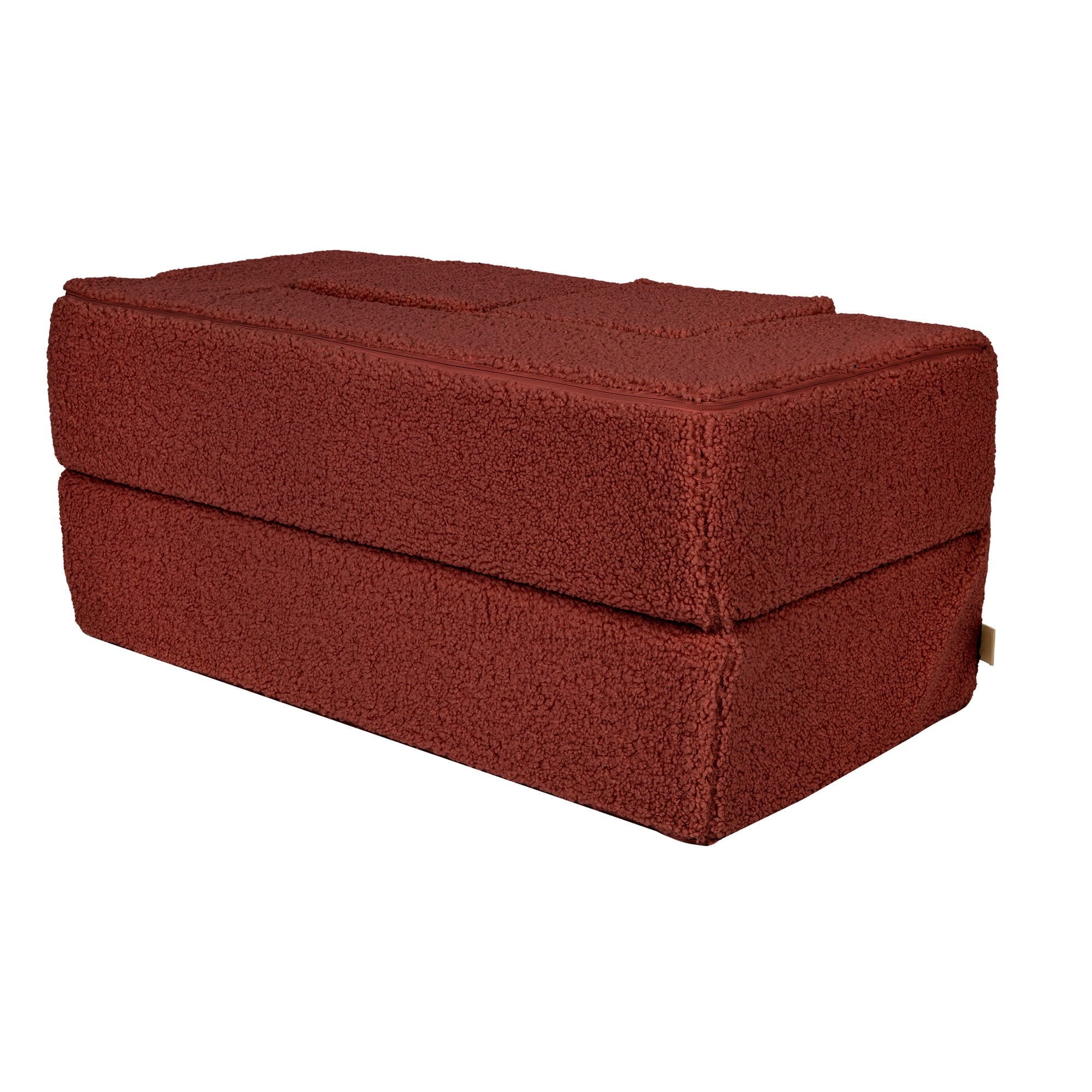 3. Close-up of folded brown MeowBaby children's sofa showing texture