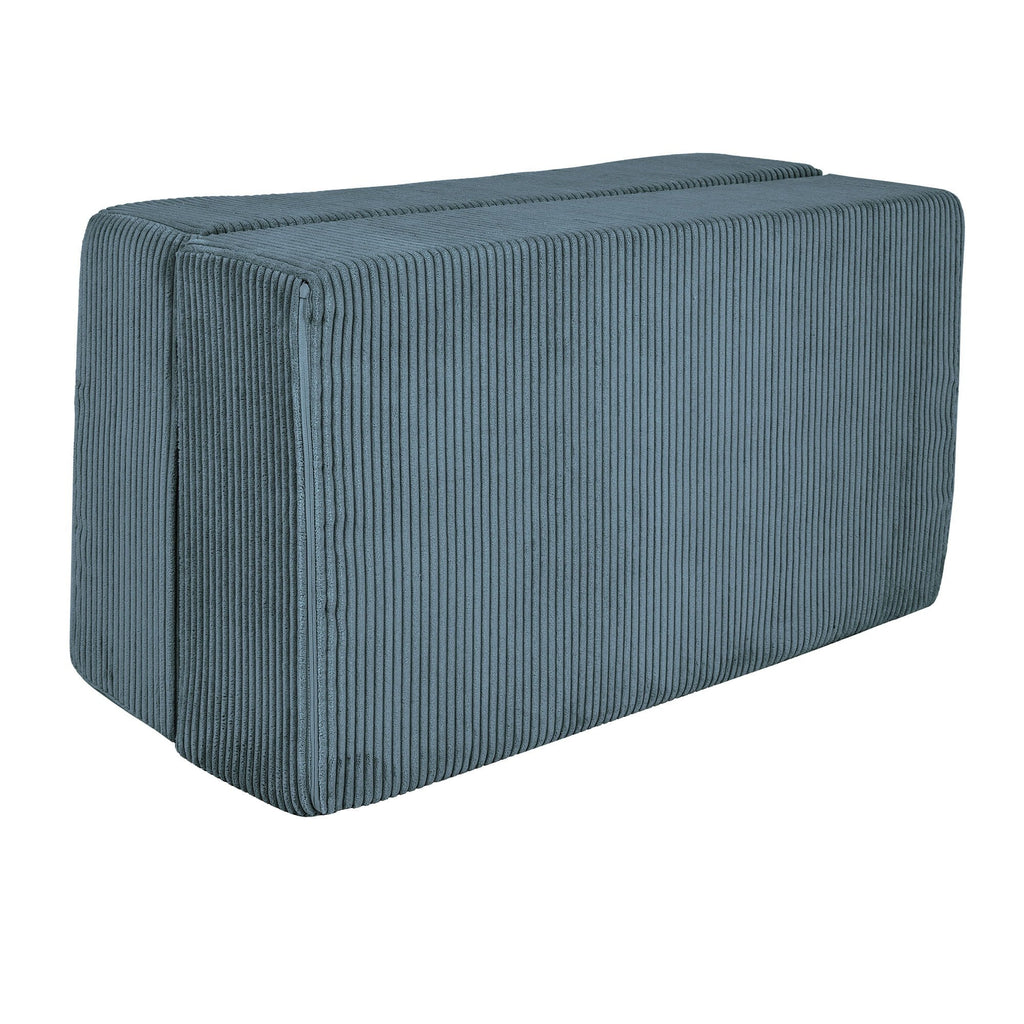 4. Flat lay of MeowBaby turquoise velvet sofa folded into a compact form