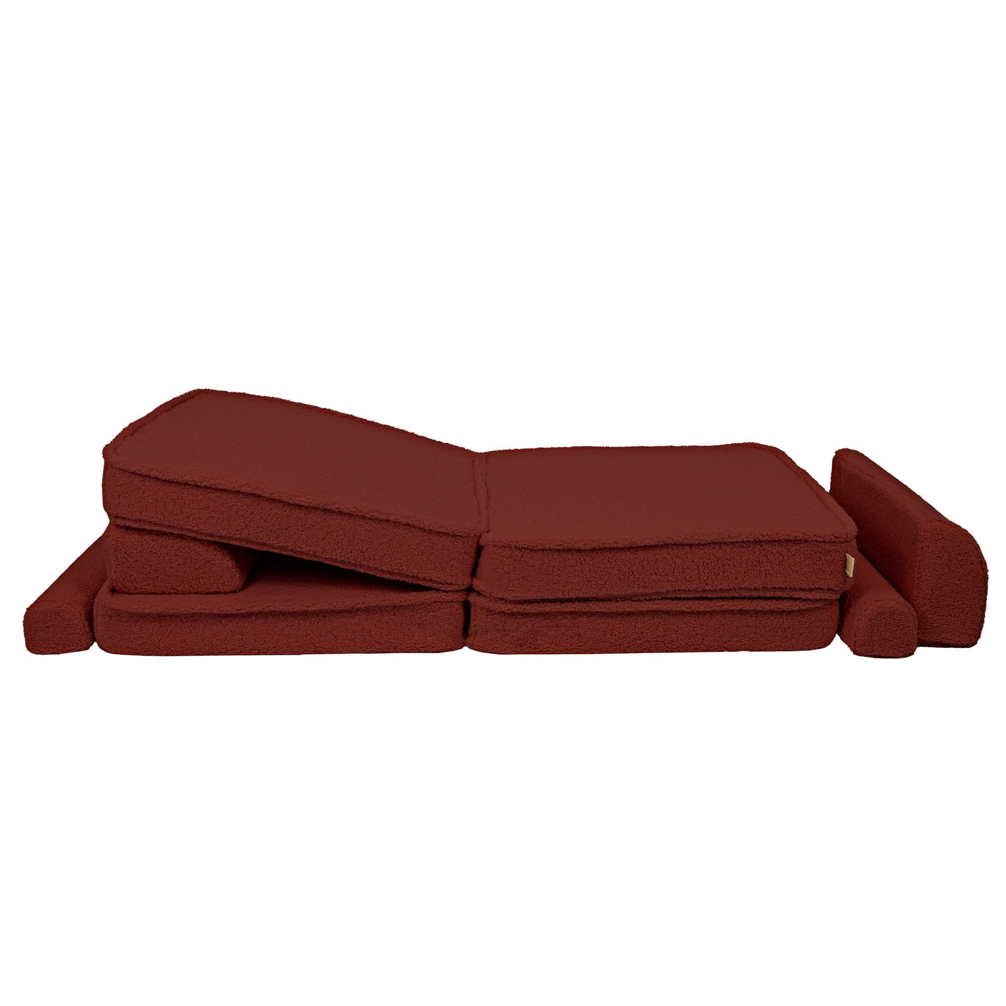 3. Brown modular sofa pieces arranged in a reclined position, highlighting adjustable comfort