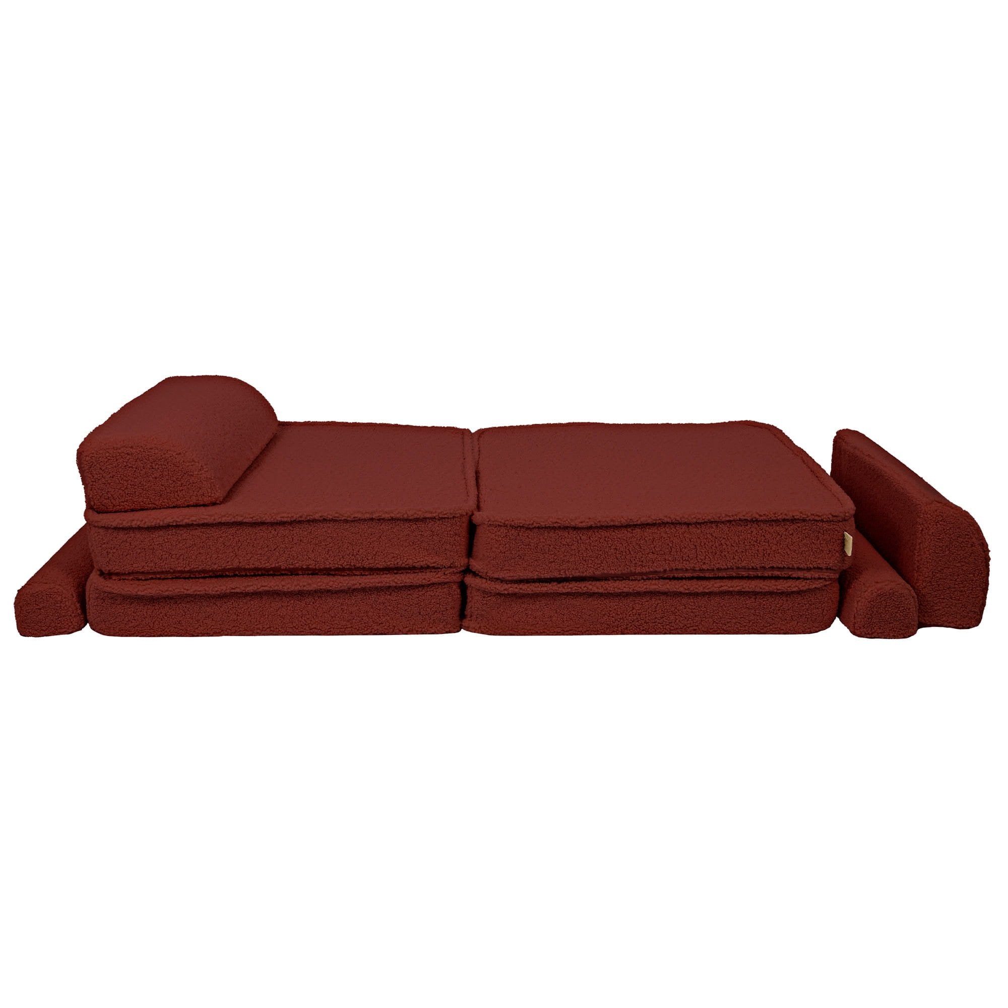 6. Brown modular sofa set up as a lounge chair with a backrest, showcasing multifunctional design