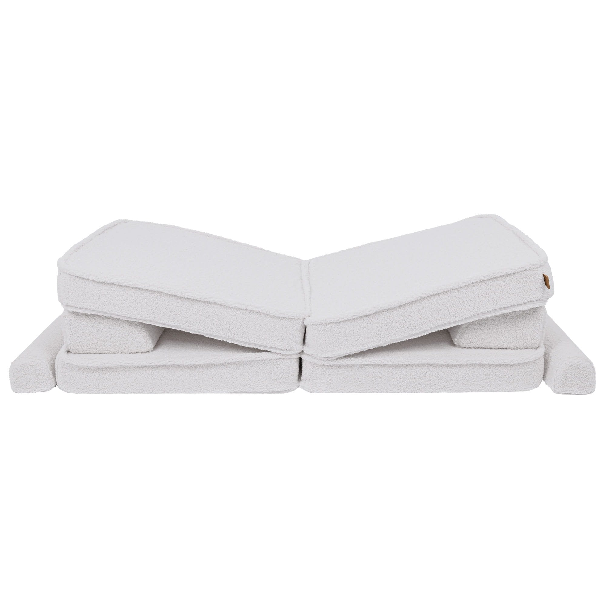 2. Large modular children's sofa in bearly white with cushions arranged in a reclined position