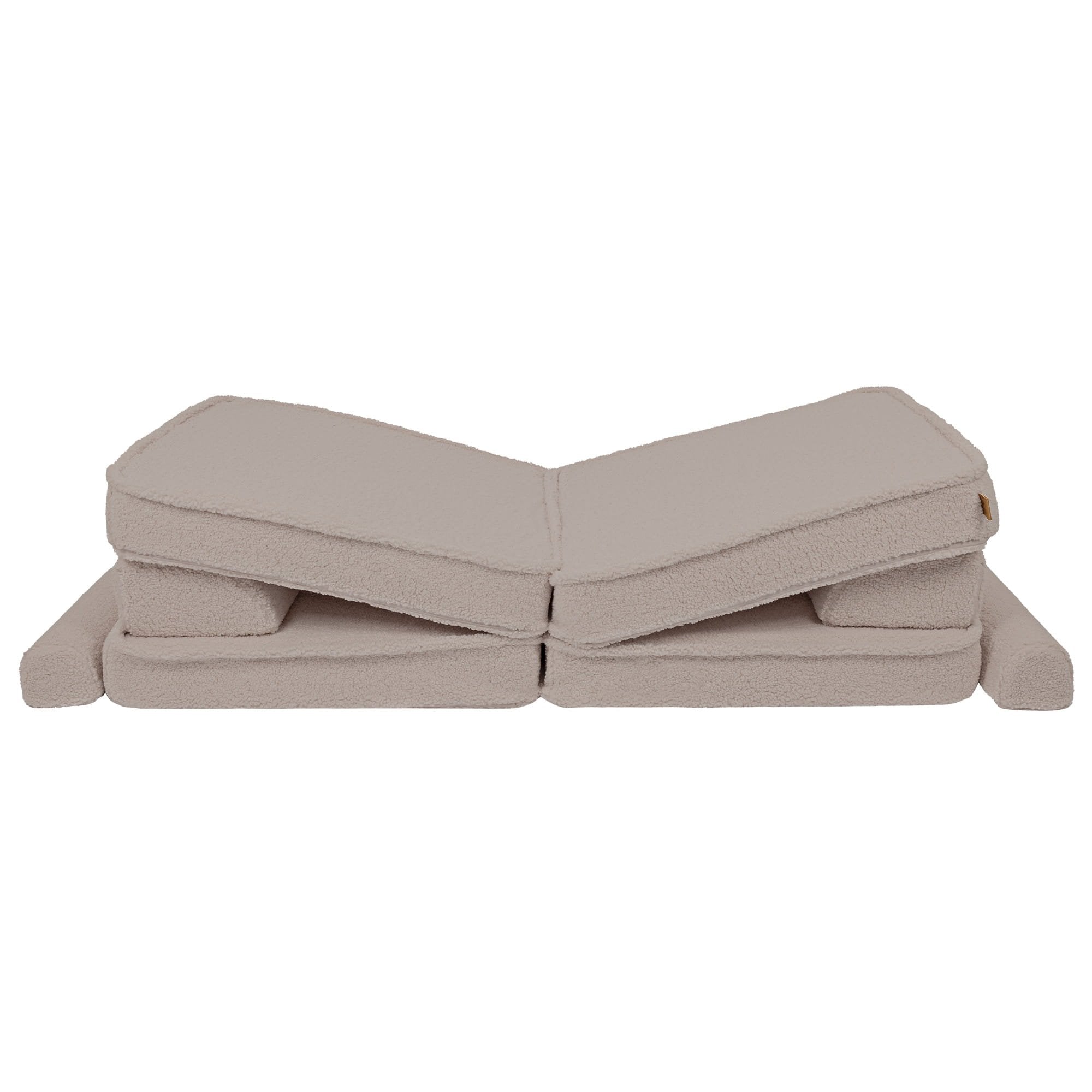 4. Light grey modular sofa pieces in a zigzag arrangement, highlighting flexibility