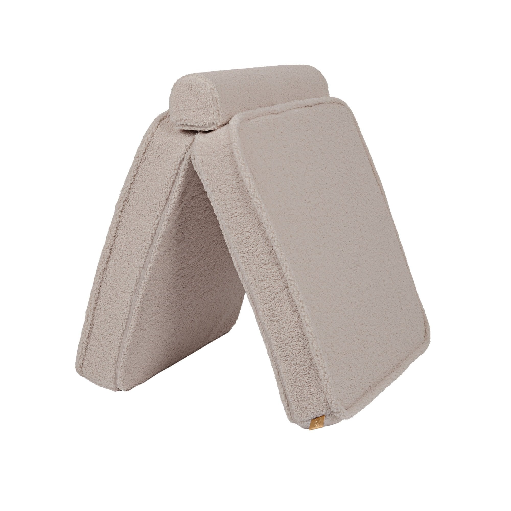 4. Light grey modular sofa pieces in a triangular arrangement, demonstrating creative possibilities