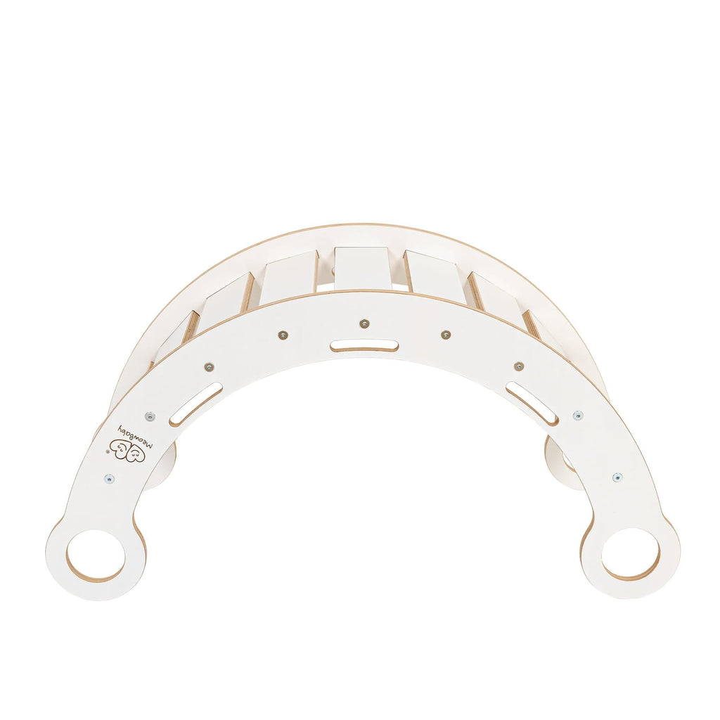 4. Side view of white wooden dream rocker on white background