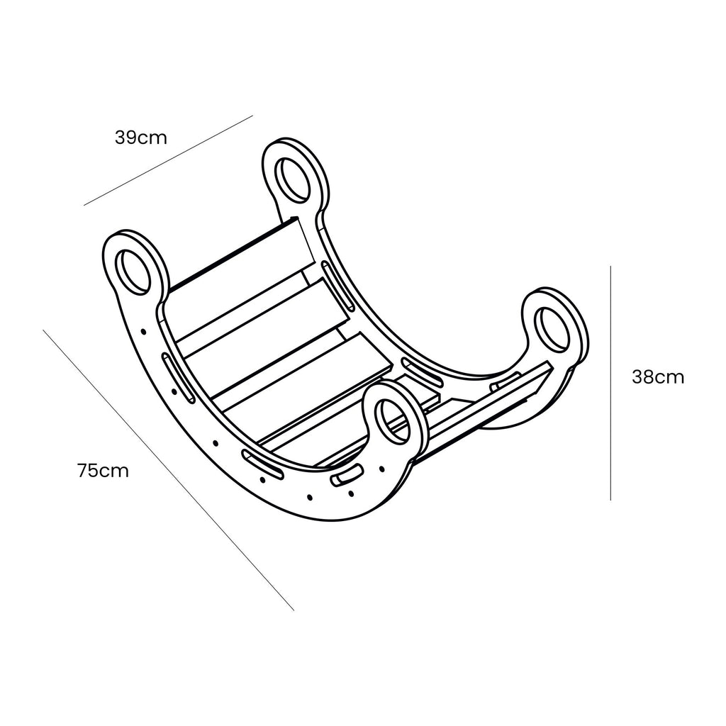 5. Size chart for dream rocker showing dimensions in centimeters