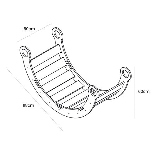 5. Size chart for dream rocker showing dimensions in centimeters