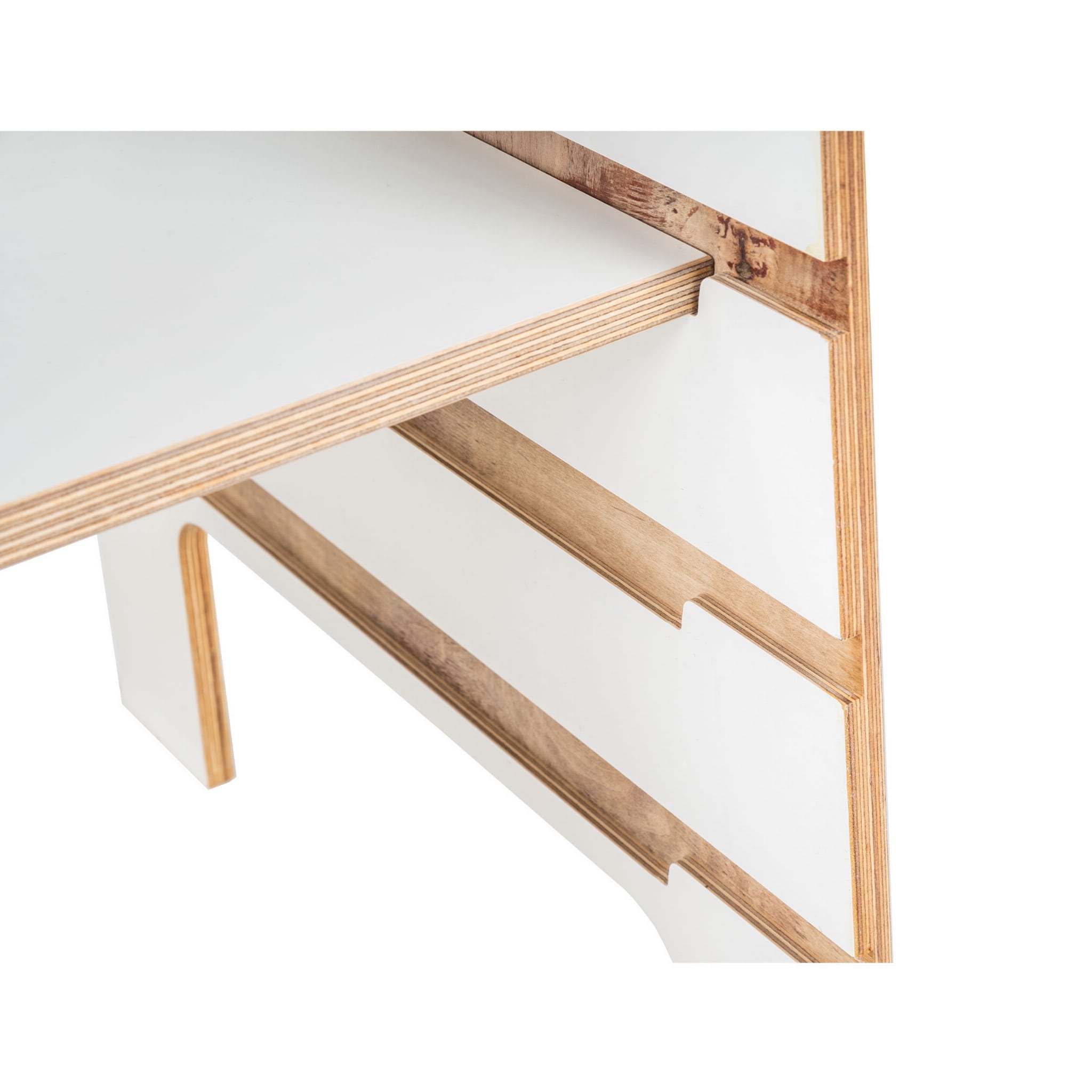 3. Close-up of adjustable platform slots on MeowBaby gray kitchen helper