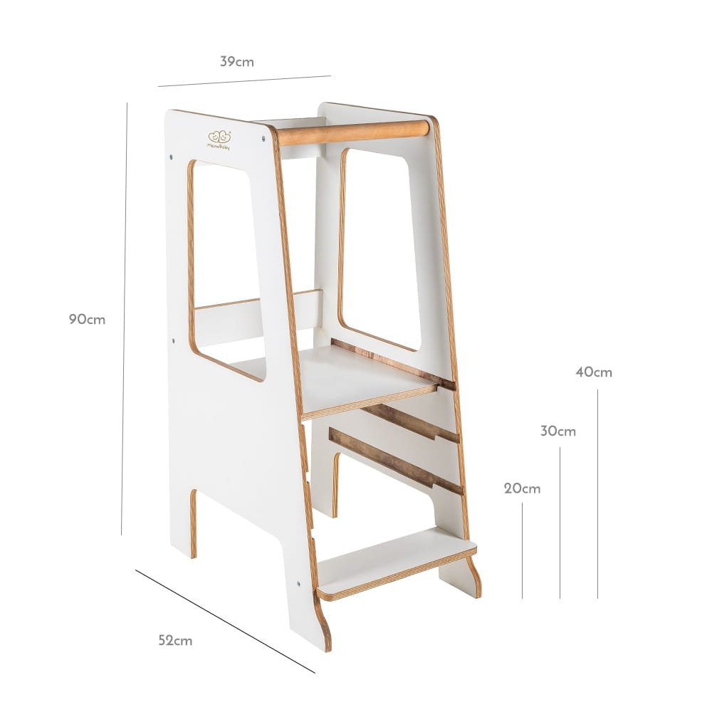5. Size chart for MeowBaby kitchen helper showing dimensions in centimeters