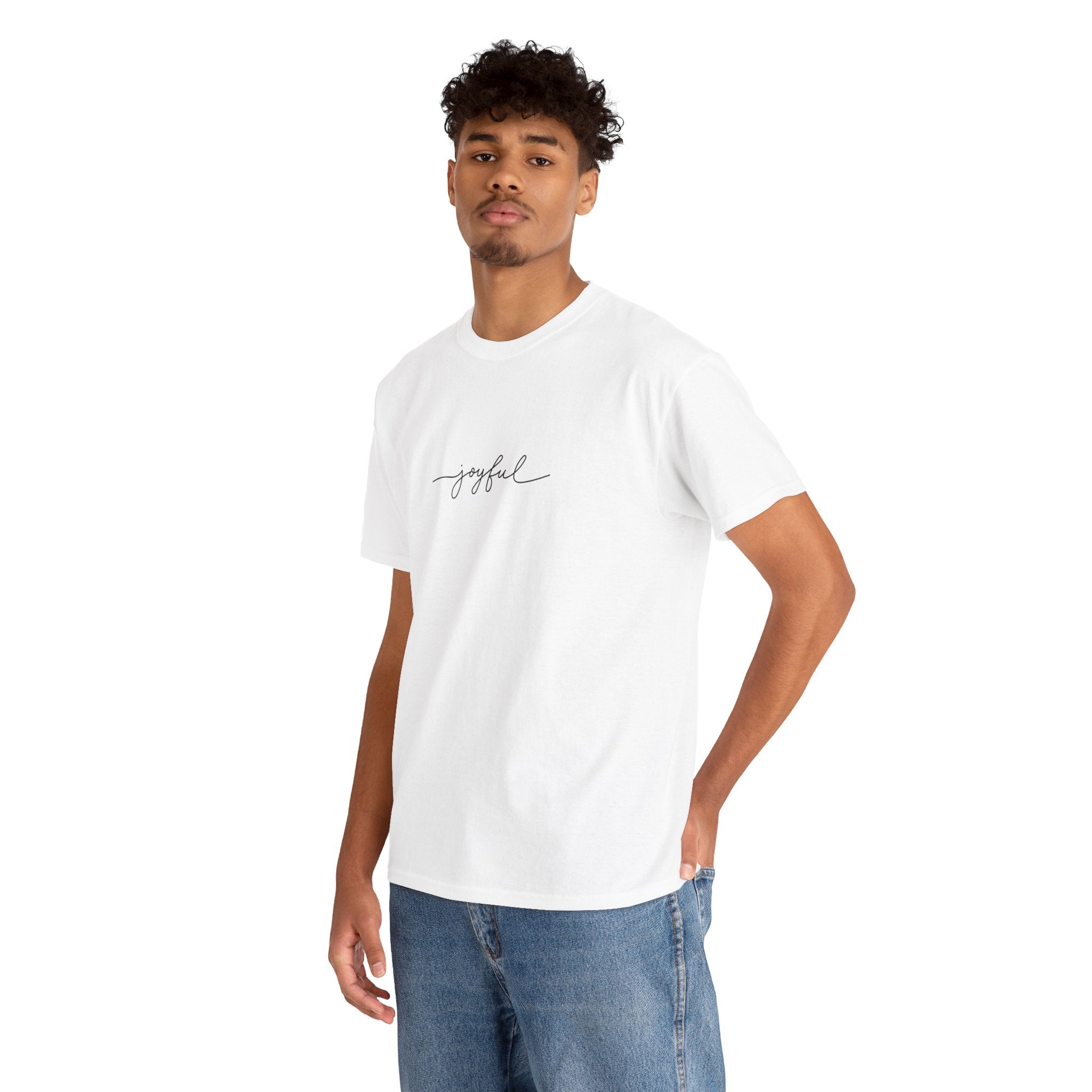 Joyful Unisex Heavy Cotton Tee - Casual Wear, Gift for Friends, Positive Vibes, Everyday Comfort, Motivational Apparel