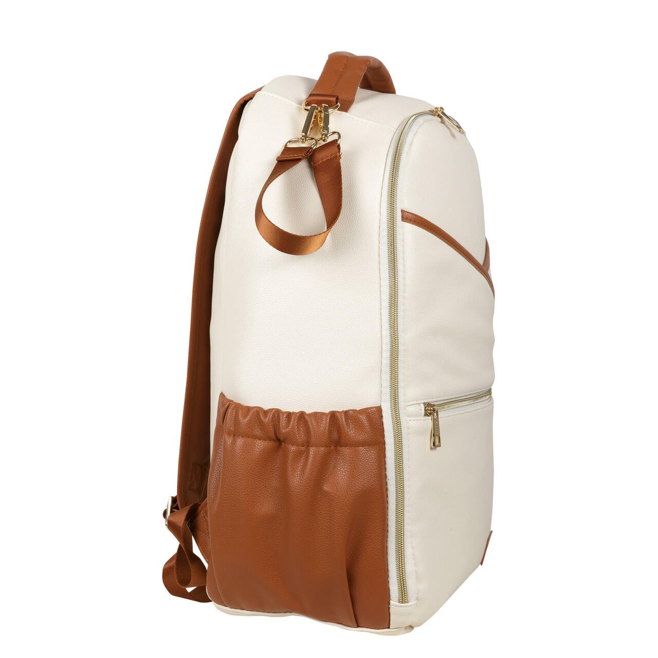 22. Back view of Ally Scandic Cappuccino Diaper Backpack, showing adjustable straps