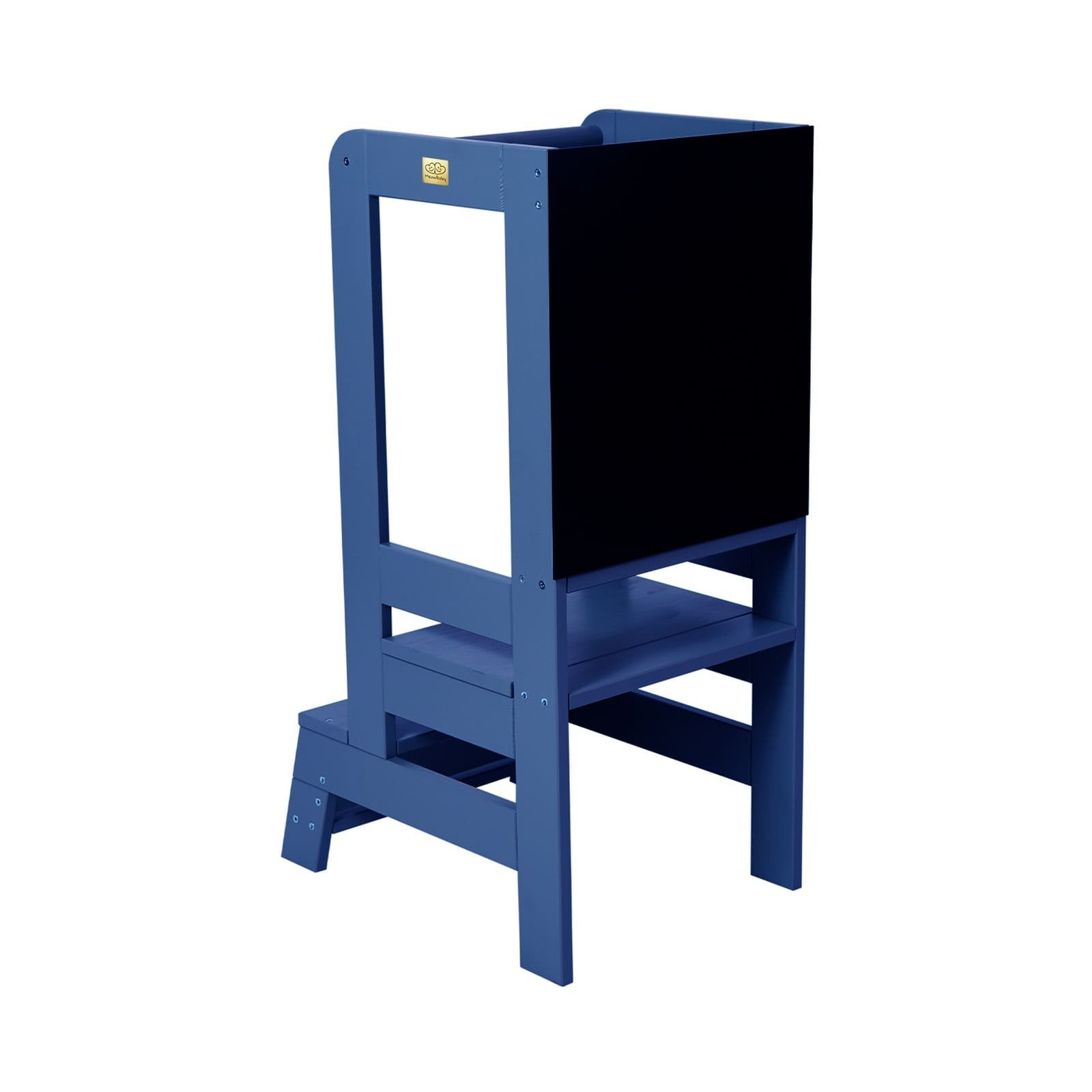 2. Blue MeowBaby kitchen helper with blackboard back in studio setting