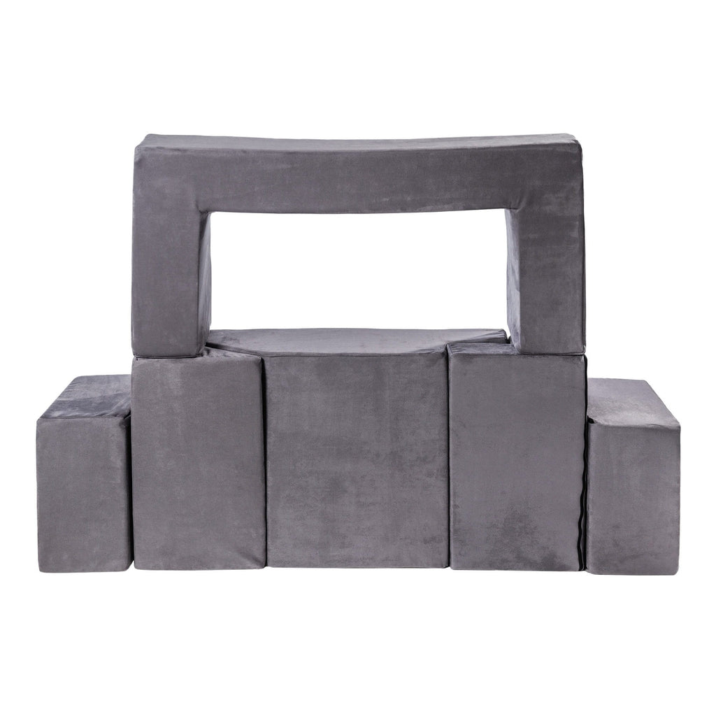 5. Grey MeowBaby velvet bricks set stacked in a compact form