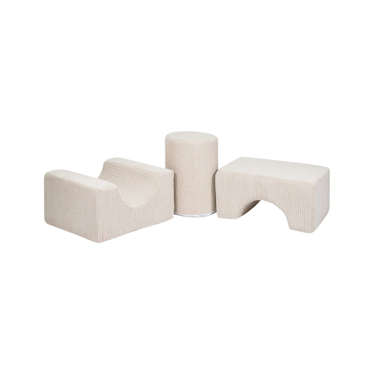 2. Ecru MeowBaby Aesthetic Shape Set with three velvet corduroy elements arranged in a line