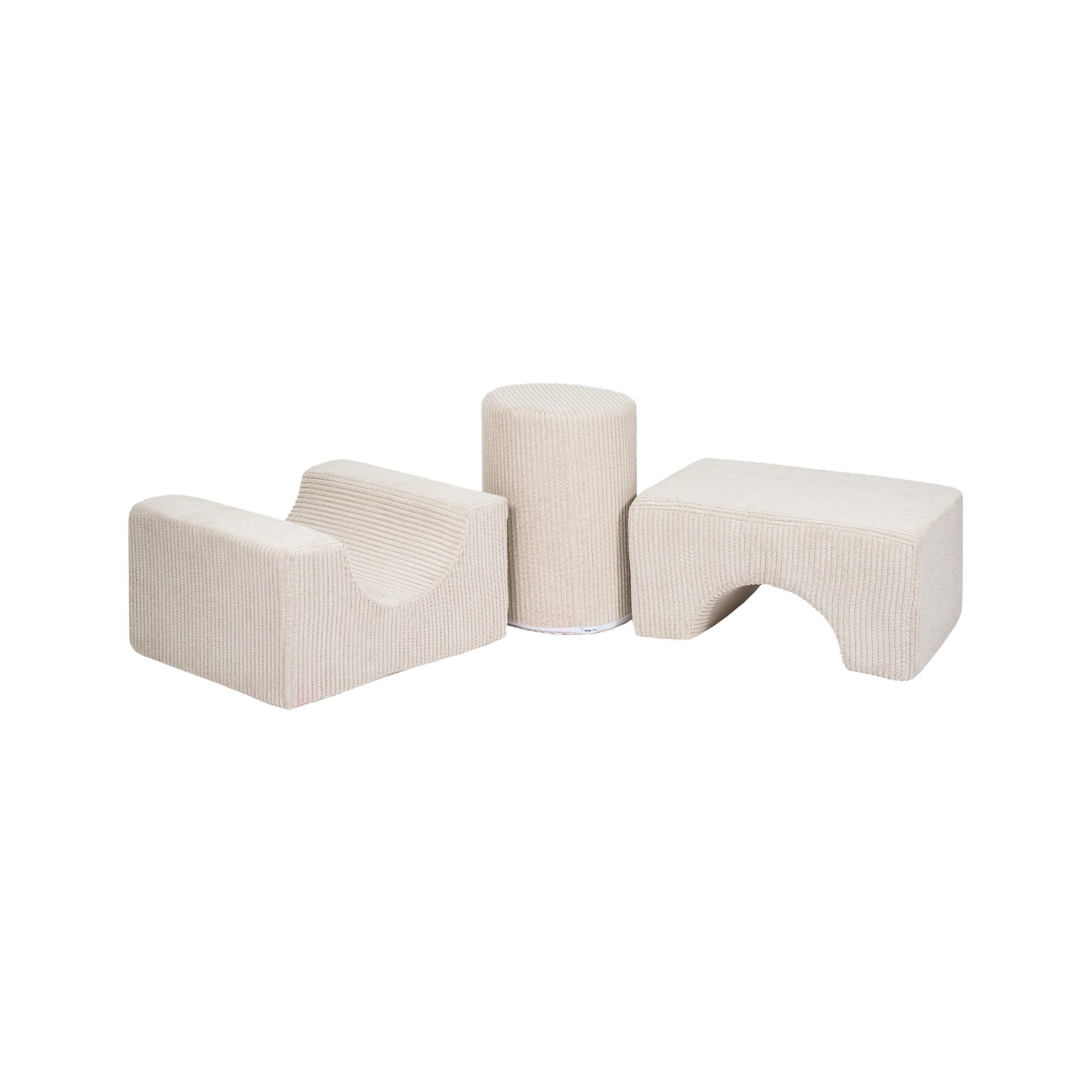 2. Ecru MeowBaby Aesthetic Shape Set with three velvet corduroy elements arranged in a line