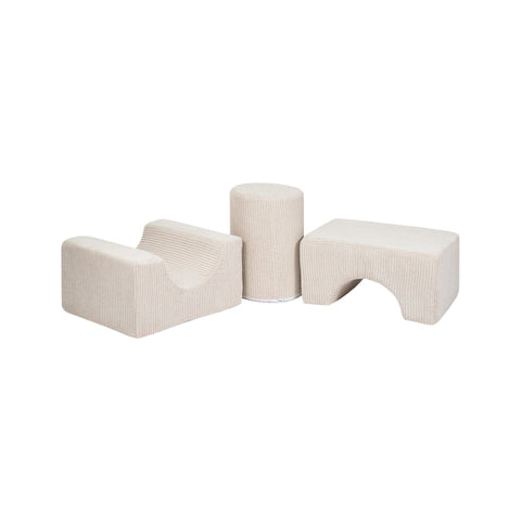 2. Ecru MeowBaby Aesthetic Shape Set with three velvet corduroy elements arranged in a line