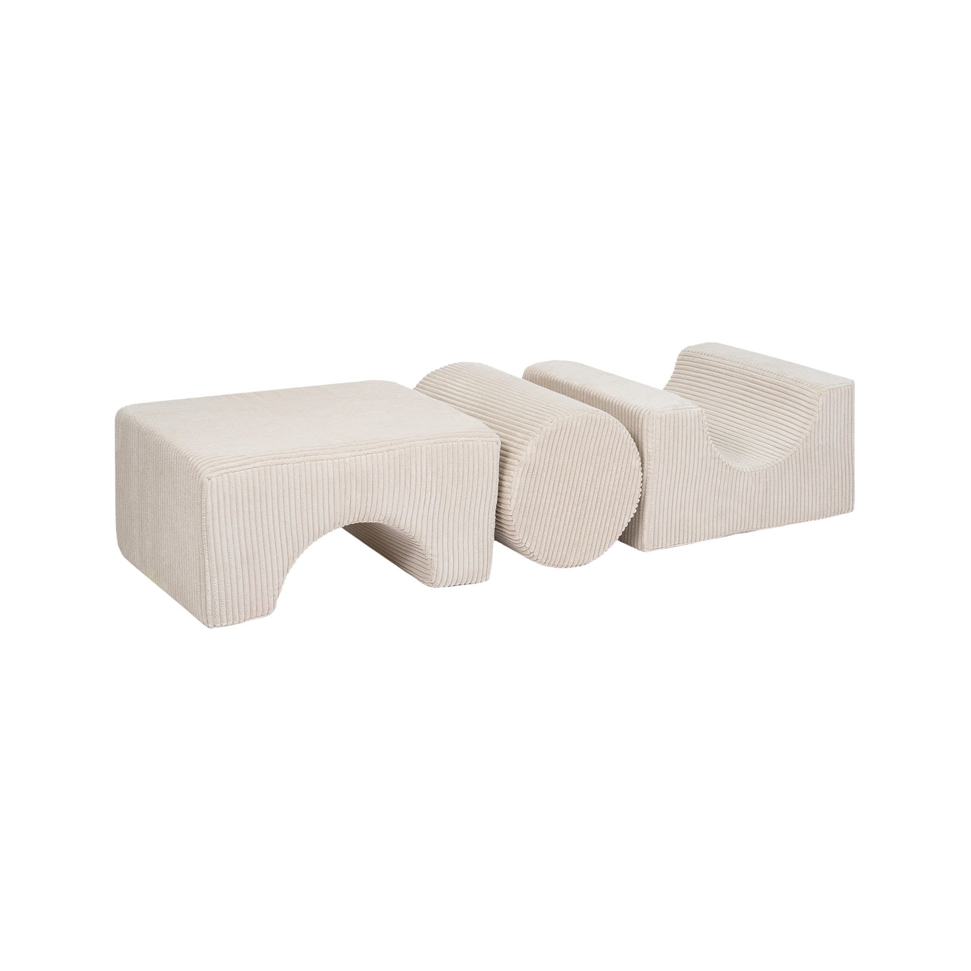 4. Ecru MeowBaby Aesthetic Shape Set with three velvet corduroy elements laid out flat