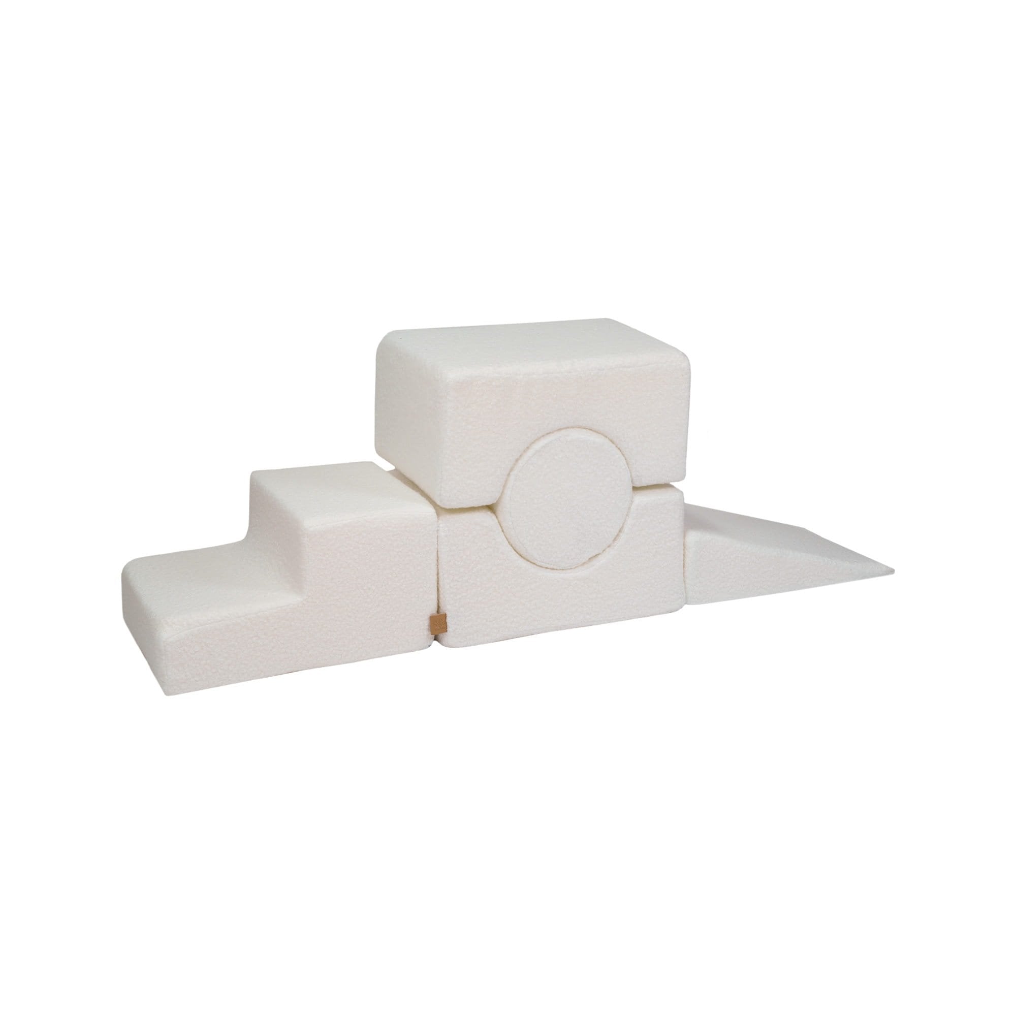 2. White MeowBaby Boucle Shape Set with five elements arranged in a linear structure on a white background
