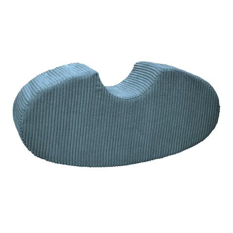 2. Velvet turquoise bean-shaped foam module with ribbed texture, designed for children's play, shown on a white background
