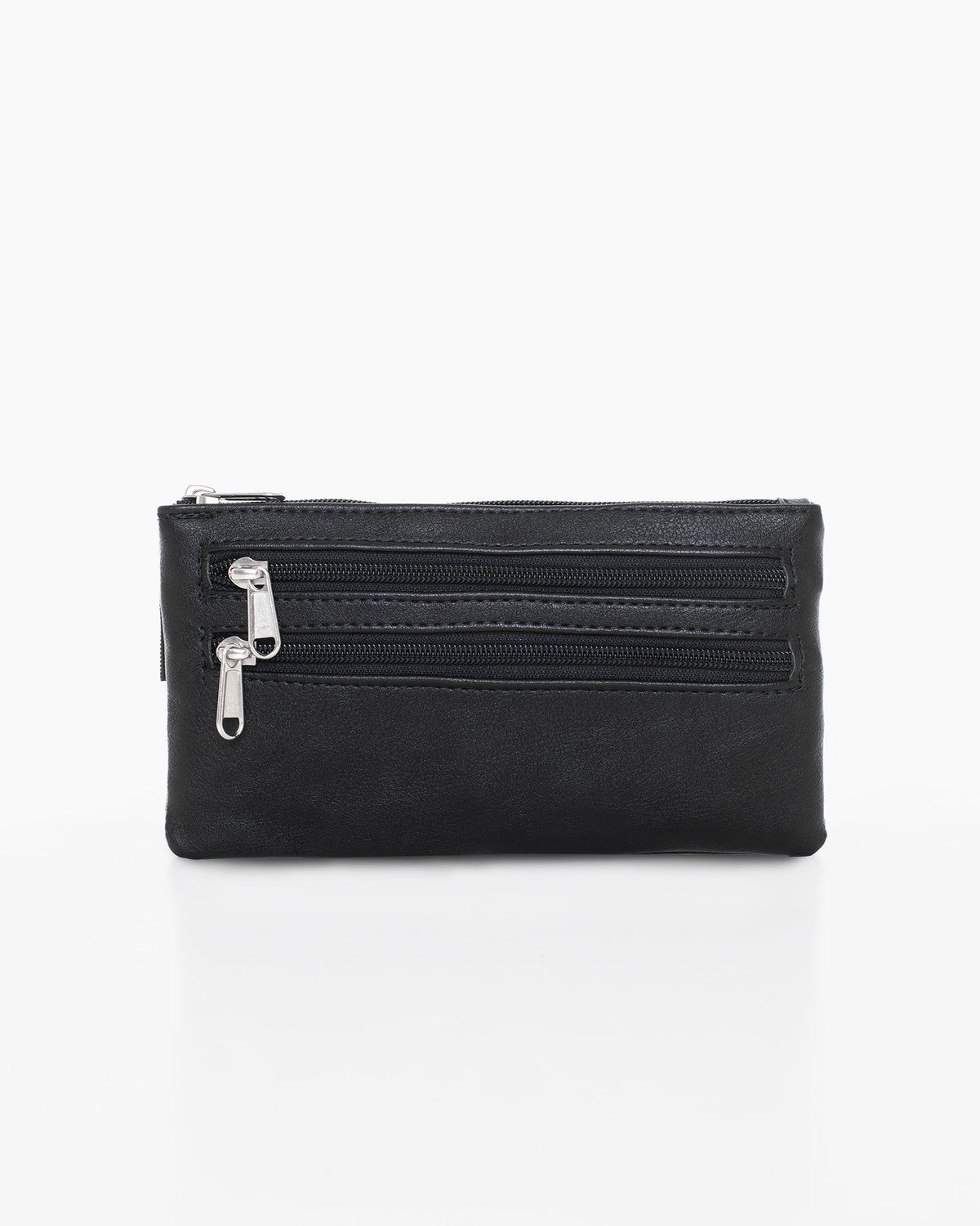 2. Front view of black Nabo Waist Bag L2462 featuring multiple zipped pockets, studio shot