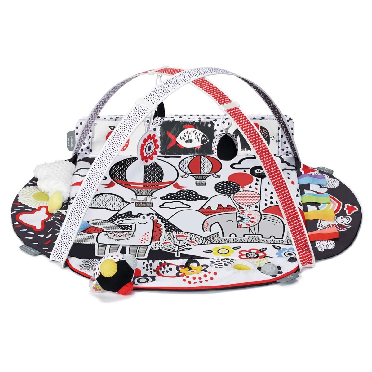 1. Kinderkraft 4SMART sensory playmat with contrasting colors and hanging toys for babies