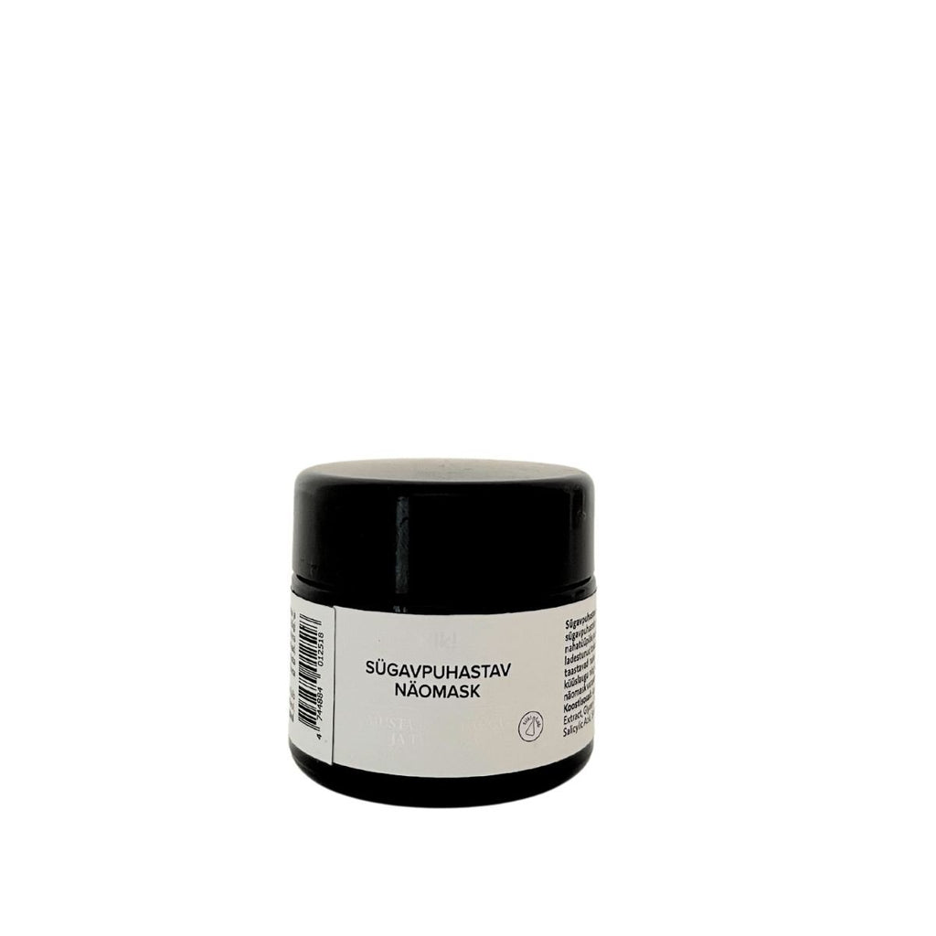 2. Tilk! deeply cleansing orange-scented face mask with black garlic and peat, 50ml jar, closed, studio shot