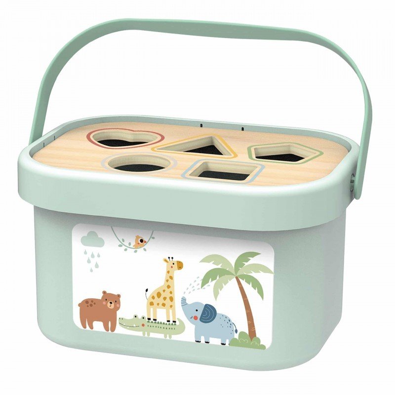 5. Woopie Let's Go Green toy storage box with animal illustrations and shape sorting lid