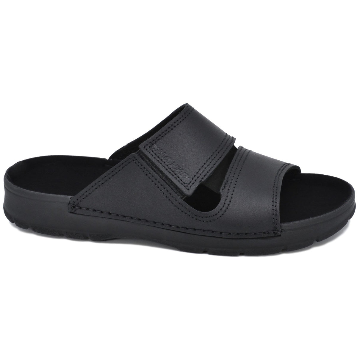 4. Studio shot of black Miku sandals by Omaking with minimalist design
