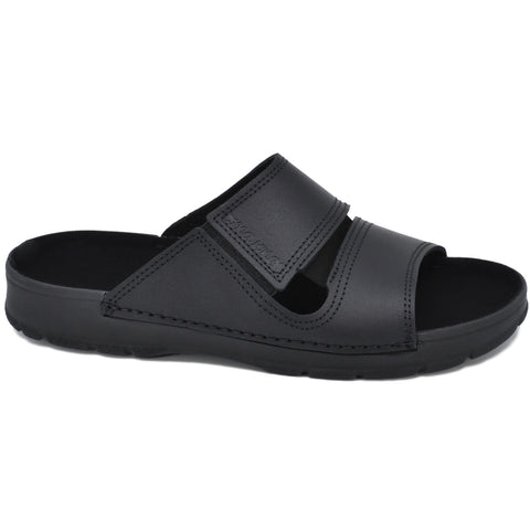 4. Studio shot of black Miku sandals by Omaking with minimalist design