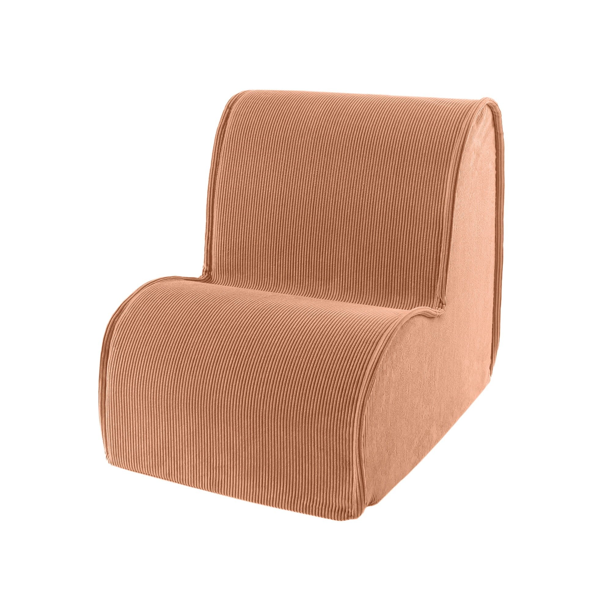 1. Children's brick-colored corduroy armchair by MeowBaby shown in studio setting highlighting soft texture and ergonomic design