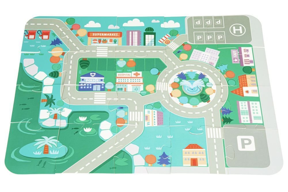 6. Puzzle base with roads and city layout for wooden building blocks