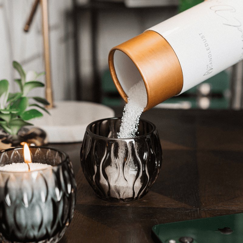 3. Candledust Powder Candle - Breeze being poured into a decorative glass container