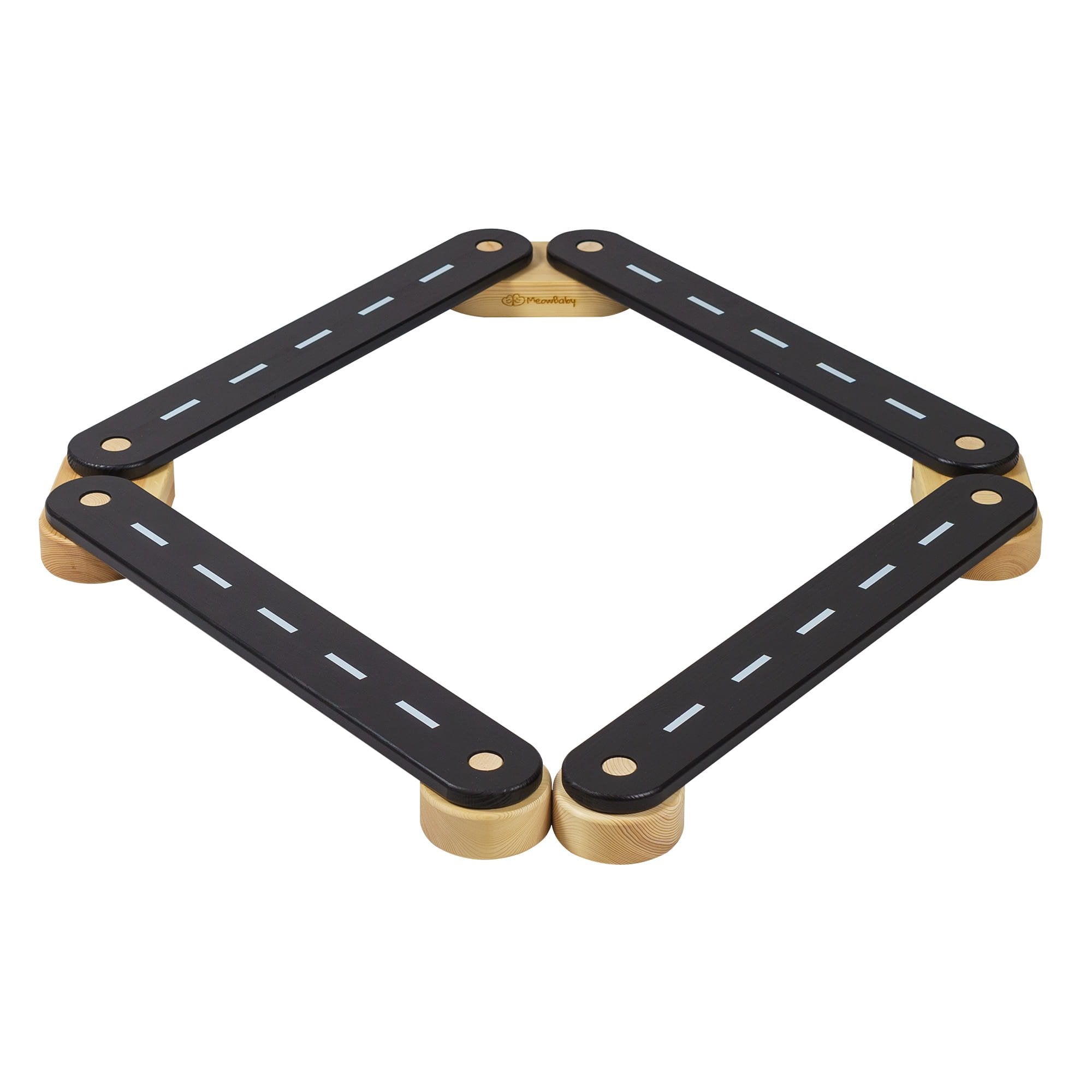 1. Wooden balance beam with black road design arranged in a square shape