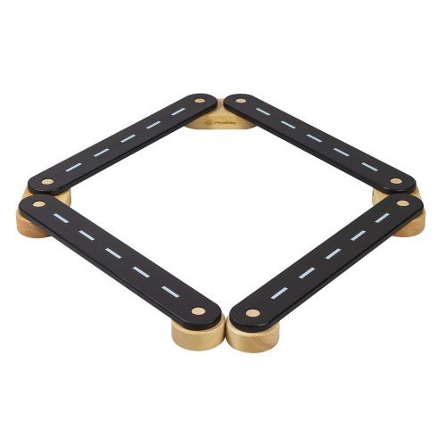 7. Wooden balance beam with black road design arranged in a square shape