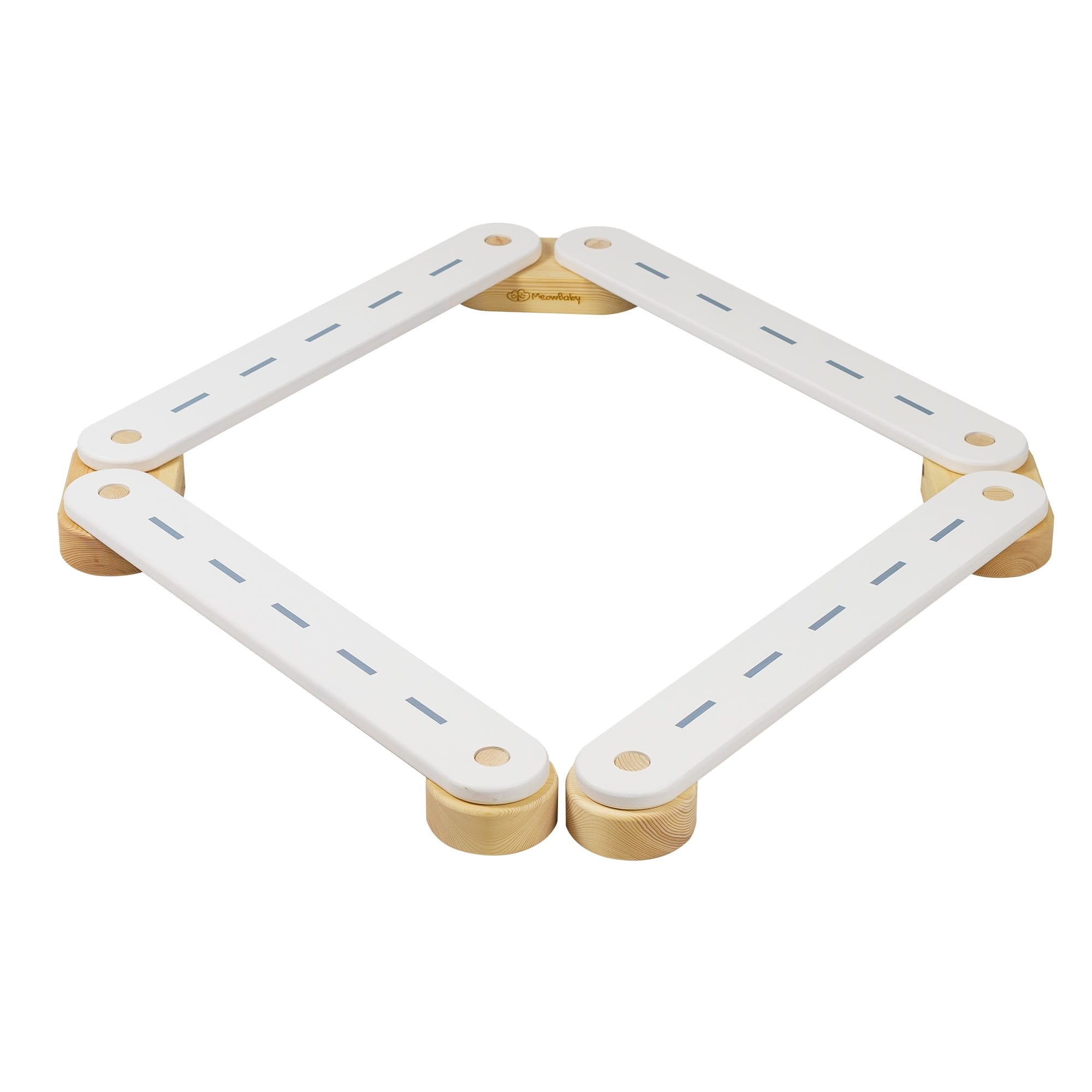 9. White wooden balance beam with road design arranged in a square