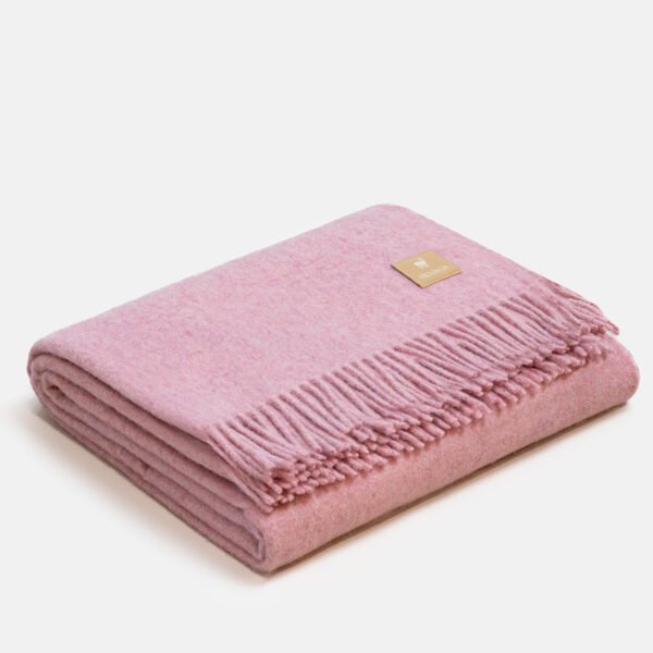 28. Dark camel Alpaka natural alpaca wool throw with fringe detail, folded in studio