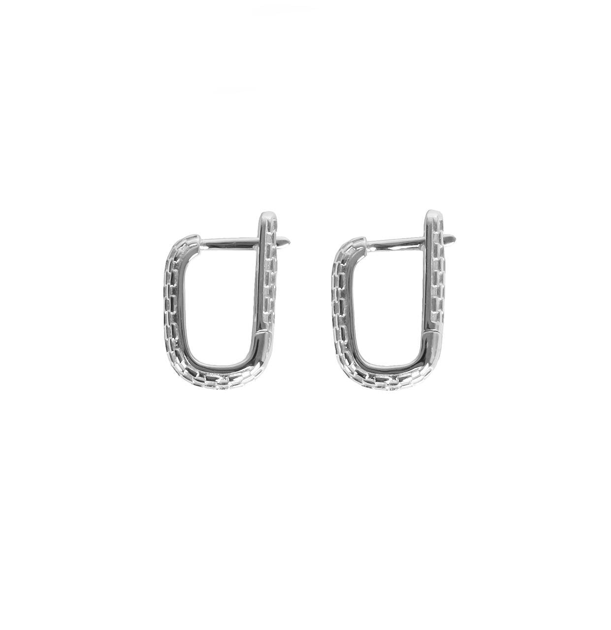 5. MyaMoon Honey Bee Hoopy Earrings in silver, front view, studio shot