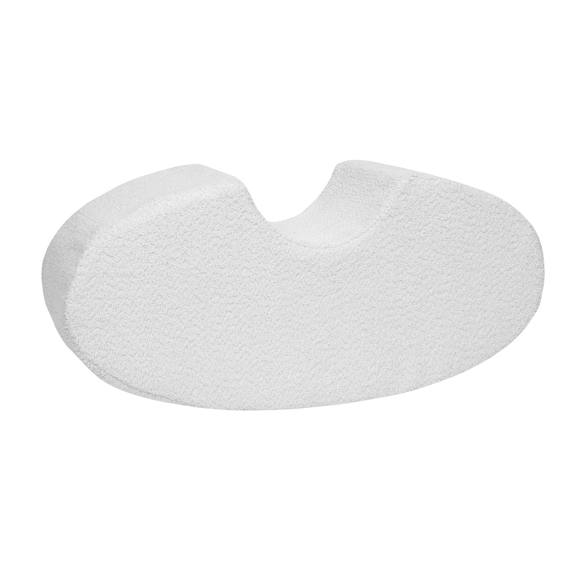 3. Studio shot of white boucle bean-shaped foam module by MeowBaby on white background